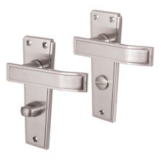 Jedo Satin Chrome Bathroom Door Handle - Deco Range - 153 x 50mm Jedo Satin Chrome Bathroom Door Handle - Deco Range - 153 x 50mm