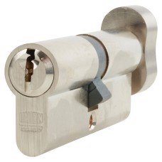 Union 6 Pin 80mm Euro Thumbturn Cylinder - 40 Turn + 40mm - Satin Nickel - Keyed to Differ