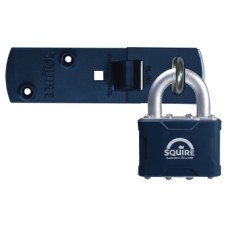 Squire Garage Lock Set - Padlock And Hasp - 152mm Length - 12.5mm Shackle - Blue Squire Garage Lock Set - Padlock And Hasp - 152mm Length - 12.5mm Shackle - Blue