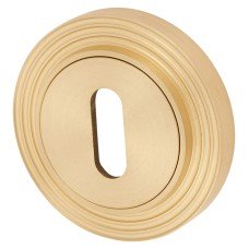 Burlington BUR60 by Frelan Escutcheon with Reeded Rose - 53mm Diameter - Keyhole - Satin Brass Burlington BUR60 by Frelan Escutcheon with Reeded Rose - 53mm Diameter - Keyhole - Satin Brass