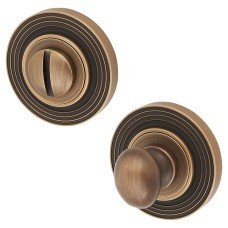 Burlington BUR80 by Frelan Bathroom Turn & Release with Reeded Rose - 53mm Diameter - Antique Brass