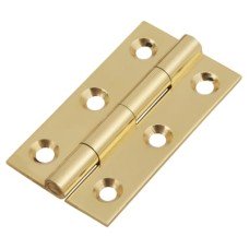 Solid Drawn Butt Cabinet Hinge - 50 x 28 x 1.45mm - Polished Brass - Pair