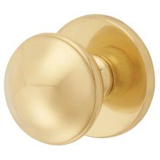 Exel Round Centre Door Knob - 80mm Rose Diameter - Polished Brass