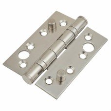 Security Ball Bearing Butt Door Hinge - 102 x 76 x 3mm - Polished Stainless Steel - Pair