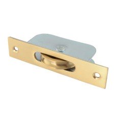 Exel Square Axle Sash Window Pulley - 44mm Curved Metal Wheel - Satin Brass