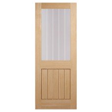 LPD Mexicano Half Light Clear & Frosted Lines Pre-Finished Solid Internal Door - 1981 x 838mm - Oak