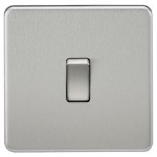Knightsbridge 10AX 1 Gang Screwless Flat Plate Double Pole Light Switch - Brushed Chrome