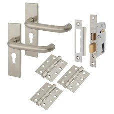 Exel 19mm Return to Door Euro Lock Door Handle Kit - Satin Stainless Steel Exel 19mm Return to Door Euro Lock Door Handle Kit - Satin Stainless Steel