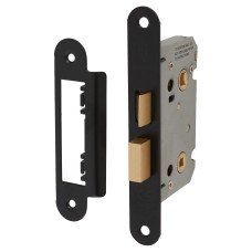 Exel Contract Bathroom Lock - 65mm Case - 44mm Backset - Radius - Matt Black Exel Contract Bathroom Lock - 65mm Case - 44mm Backset - Radius - Matt Black