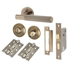 Exel Remi Knurled Bathroom Lock Door Handle Kit - Antique Brass Exel Remi Knurled Bathroom Lock Door Handle Kit - Antique Brass