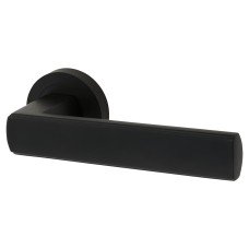 Exel Matt Black Door Handles on Round Rose - Zara Range 