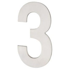 Hampstead 100mm Concealed Screw Fix Door Numeral - 3 - Polished Stainless Steel 