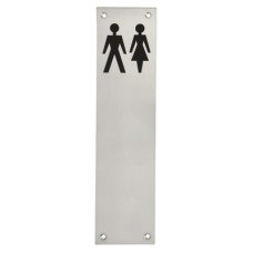 Exel Finger Plate - Unisex Toilet Door Sign - 300 x 75mm - Satin Stainless Steel