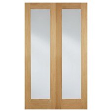 LPD Pattern 20 Clear Glazed Unfinished Internal French Doors - 1981 x 1524 x 40mm - Oak 