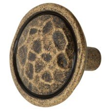 Olde Forge Mottled Round Cabinet Knob - 35mm Diameter - Antique Brass