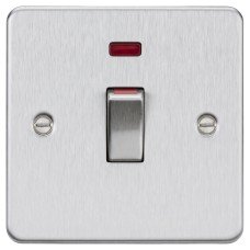 Knightsbridge 45A 1 Gang Flat Plate Double Pole Cooker Switch with Neon - Brushed Chrome Knightsbridge 45A 1 Gang Flat Plate Double Pole Cooker Switch with Neon - Brushed Chrome
