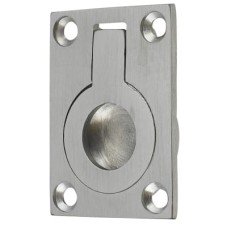 Exel Rectangular Flush Ring Cabinet Pull Handle - 38 x 27mm - Satin Chrome