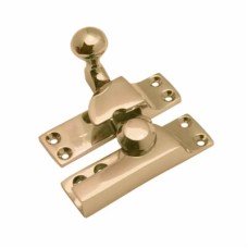 Hampstead Heavy Duty London Pattern Quadrant Arm Sash Window Fastener - 75 x 23mm - Polished Brass