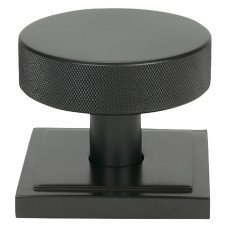 From The Anvil Brompton Round Knurled Centre Door Knob on Square Rose - 90 x 90mm Rose - Aged Bronze