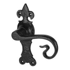 Olde Forge Antique Black Iron Curly Tail Latch Door Handle - Devon Range - 170 x 52mm