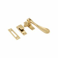 Hampstead Victorian Mortice & Hook Plate Casement Window Fastener - Reversible - Polished Brass