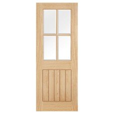 LPD Belize 4 Light Clear Bevelled Glazed Unfinished Solid Internal Door - 1981 x 762 x 35mm - Oak