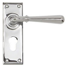 From The Anvil Polished Chrome Euro Lock Door Handle - Newbury Range - 152 x 50mm