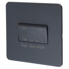 Knightsbridge 10AX 1 Gang Triple Pole Fan Isolator Switch - Anthracite Grey
