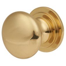 Exel Victorian Turned Round Cabinet Knob - 25mm Diameter - Polished Brass