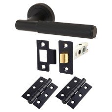 Exel Nova Lines Latch Door Handle on Rose Kit - Matt Black