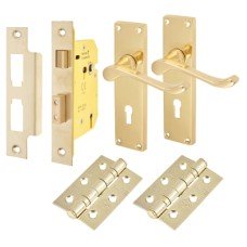Exel Victorian Scroll 3 Lever Sashlock Door Handle Kit - Polished Brass