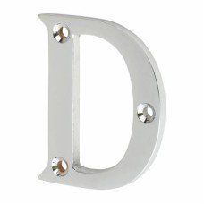 63mm Screw Fix Door Letter - D - Polished Chrome