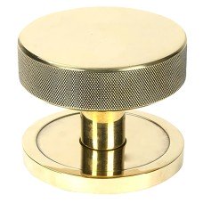 From The Anvil Brompton Round Knurled Centre Door Knob - 90mm Rose - Aged Brass
