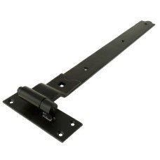 GateMate Heavy Duty Cranked Hook & Band Gate Hinge on Plate - 600 x 56mm - Black Galvanised - Pair