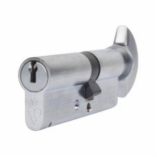 ERA 1 Star 6 Pin Kitemarked 80mm Euro Thumbturn Cylinder - 35mm Turn + 45mm - Satin Chrome