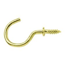 Cup Hook - 25mm Hook - Electro Brass - Pack of 10
