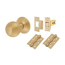 Hampstead Reeded Beehive Mortice Door Knob Kit - 60mm Rose Diameter - Satin Brass