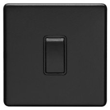 Eurolite Concealed 10A 1 Gang Screwless Intermediate Flat Plate Light Switch - Matt Black/Black
