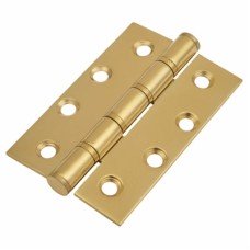 Stainless Steel Washered Butt Door Hinge - 100 x 66 x 2.5mm - Polished Brass - Pair