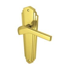 Heritage Brass by M Marcus Polished Brass Art Deco Latch Door Handle - Waldorf Range - 203 x 66mm