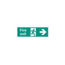Exel Fire Exit Running Man Right Arrow Sign - 450 x 150mm - Rigid Plastic