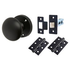 Exel Round Mortice Door Knob Kit - 60mm Rose Diameter - Matt Black