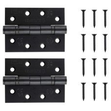Twin Ball Bearing Grade 13 Butt Fire Door Hinge - 102 x 76 x 3mm - Black Powder Coated - Pair