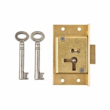 Cut Cupboard Lock - 63 x 38mm - Right Hand - Polished Brass