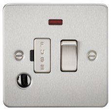 Knightsbridge 13A 1 Gang Flat Plate Switched Fused Spur with Neon & Flex Outlet - Brushed Chrome
