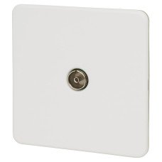 Knightsbridge 1 Gang Screwless Flat Plate Non Isolated TV Outlet - Matt White