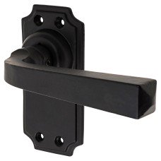 Olde Forge Smooth Black Latch Door - Short Plate - York Range - 102 x 48mm