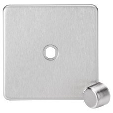 Knightsbridge 1 Gang Screwless Flat Dimmer Plate with Metal Dimmer Cap - Brushed Chrome