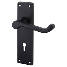 Matt Black Victorian Scroll Keyhole Lock Door Handle - 153 x 40mm