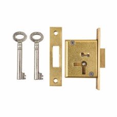 Cabinet Mortice Deadlock - 63 x 32mm - Right Hand - Polished Brass